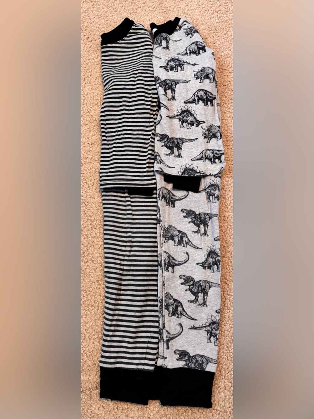 Set of 2 Kids Black & Gray Dinosaur Pajama Set - Cozy Sleepwear